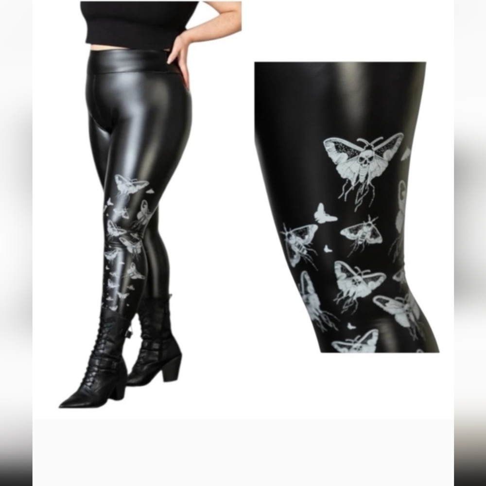 Killstar Black Moth Print Leggings